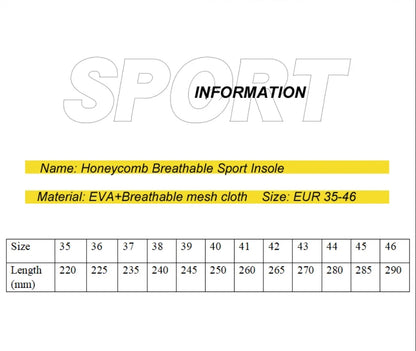 BT™ Bliss Fit - Honeycomb breathable sport insoles